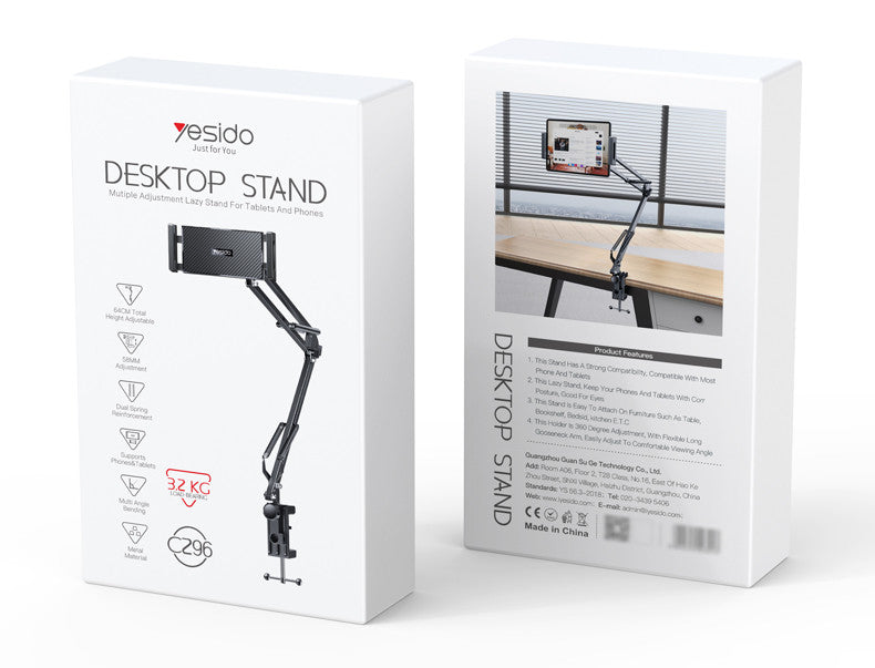 YESIDO C296 360° Adjustable Multi-Directional Folding Shaft Phone Holder | Desktop Lazy Stand YESIDO C296 360° Adjustable Multi-Directional Folding Shaft Phone Holder | Desktop Lazy Stand